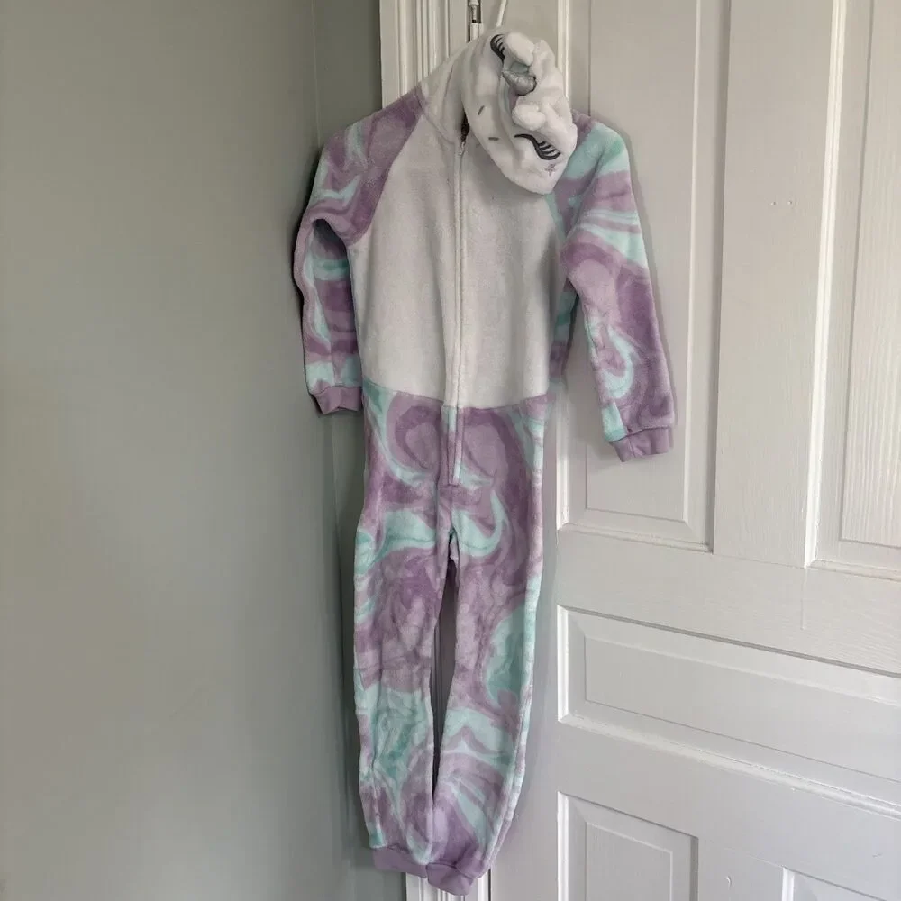 Saint Eve‎ Kids Youth Hooded Fleece Unicorn Sleeper Purple Size Small 7/8